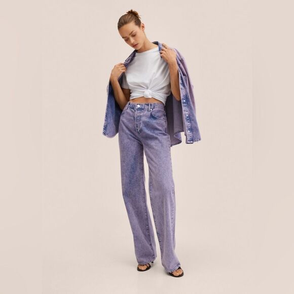 Mango Denim - MANGO Wide Leg Denim in Pink acid wash NWT